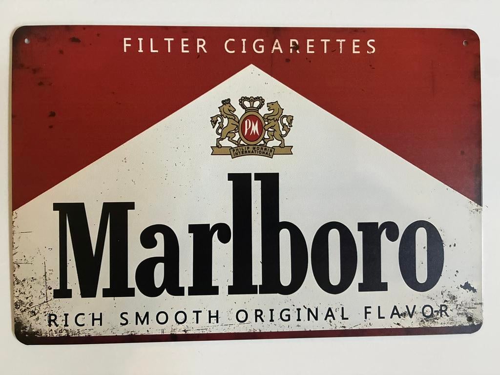 marlboro Metalen wandbord 20 x 30 cm  Vintage mancave rettro, Reclamebord, Elspeet, Olt, Nieuw