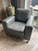 Luxe grijze lederen design fauteuil, Ophalen, Zo goed als nieuw, 75 tot 100 cm