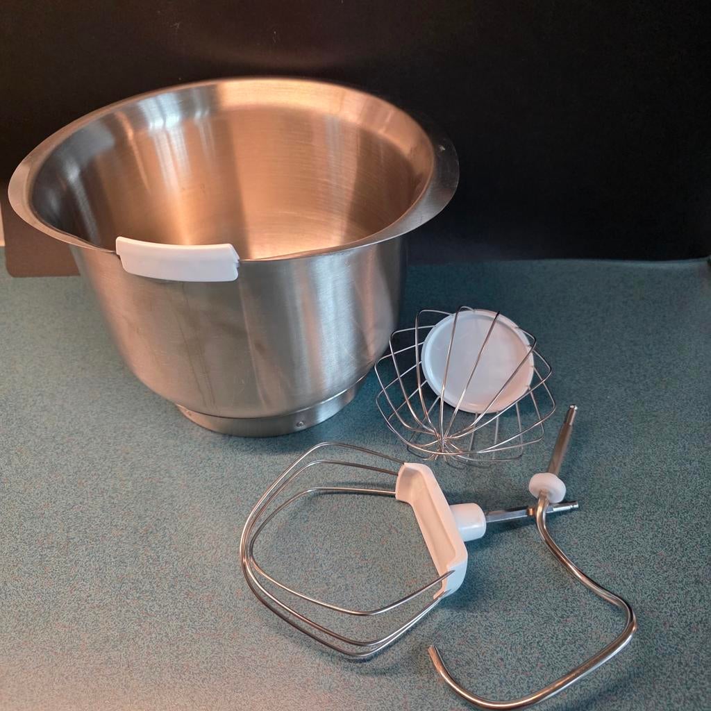 Roestvrijstalen mengkom met accessoires, 1 tot 2 liter, 3 snelheden of meer, Ophalen of Verzenden, Zo goed als nieuw