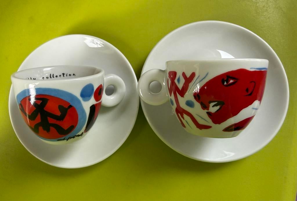 6 Tasses à Expresso Illy Collection 1997 – A.R. Penck – Porcelaine – Vintage