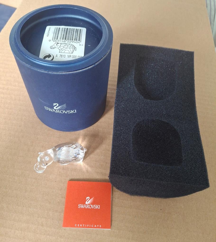 Swarovski in box en certificaat. Nijlpaard, Ophalen of Verzenden, Nieuw, Figuurtje
