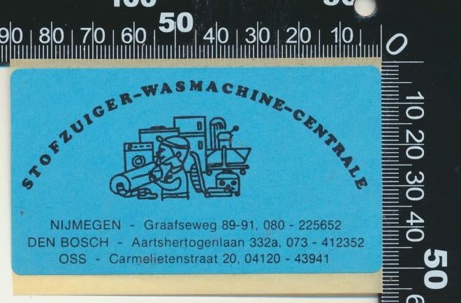 Sticker: Stofzuiger Wasmachine Centrale - Nijmegen, Verzamelen, Ophalen of Verzenden, Zo goed als nieuw, Bedrijf of Vereniging