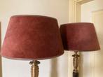 T.K. twee schemerlampen met IJzeren voet en ronde kap, Huis en Inrichting, Lampen | Tafellampen, Ophalen of Verzenden, Gebruikt