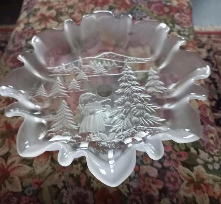 Walther Glas Mikasa kristal kerstlandschap schaal op voet, Ophalen of Verzenden
