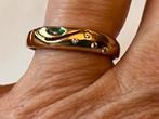 Gouden ring Smaragd en Saffier, Verzenden, 19 tot 20, Zo goed als nieuw, Met edelsteen