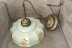 Art Deco hanglamp groen opaline glas, Ophalen, Glas, Minder dan 50 cm