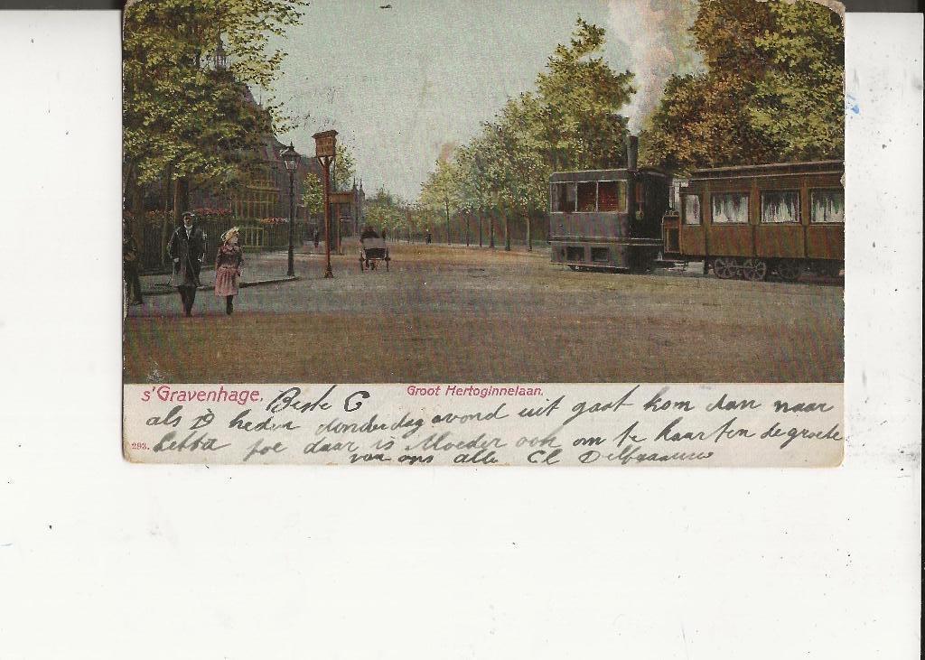 Den Haag Groot Hertoginnelaan met Stoomlocomotief 25-10-1906, Verzamelen, Ansichtkaarten | Nederland, Ophalen of Verzenden, Voor 1920