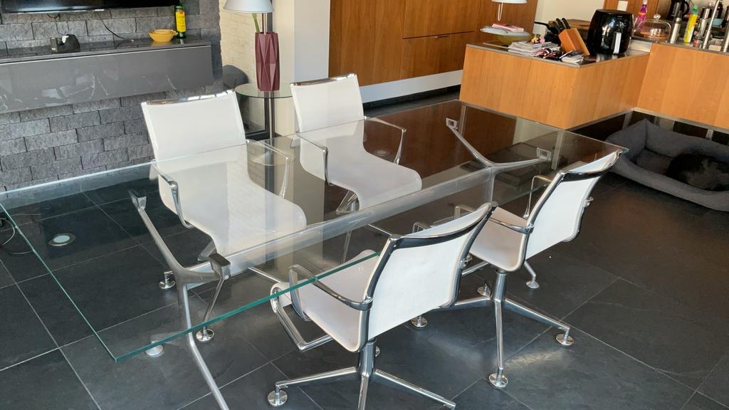 Design tafel met 4 stoelen Alias frame tafel met 4 stoelen, Ophalen, 50 tot 100 cm, Rechthoekig, Glas