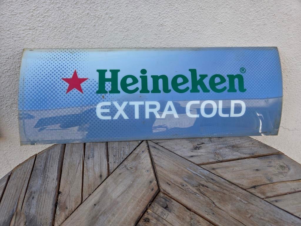 Heineken Extra Cold reclameplaat vitrine koelkast, Verzamelen, Biermerken, Ophalen of Verzenden, Gebruikt, Reclamebord, Plaat of Schild