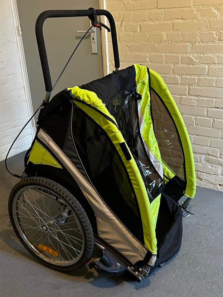 Kinderfietskar 2-in-1: fietskar en wandelwagen, Ophalen, Gebruikt, Opvouwbaar, Kinderkar