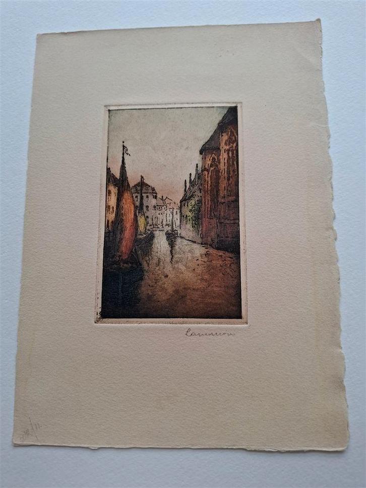 3 kleuren etsjes, gesigneerd - 4 -, Antiek en Kunst, Kunst | Etsen en Gravures, Ophalen of Verzenden