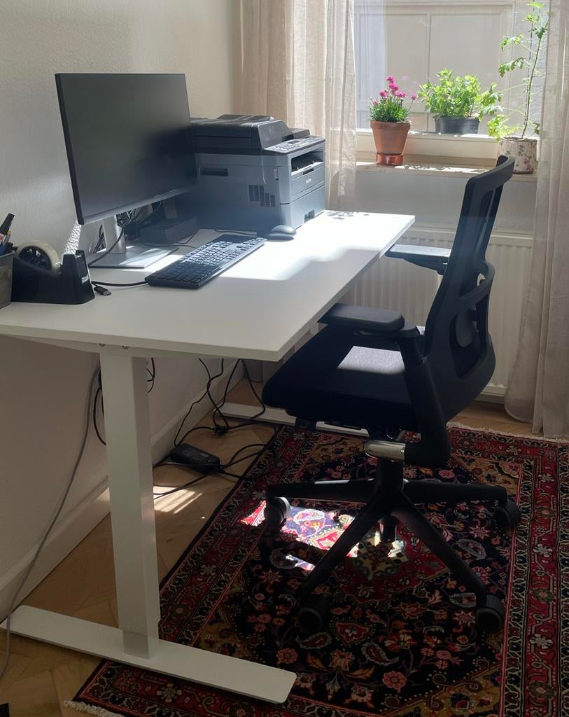 Ikea Trotten verstelbaar bureau 120x70, Ophalen, Zit-sta bureau, Metaal, In hoogte verstelbaar