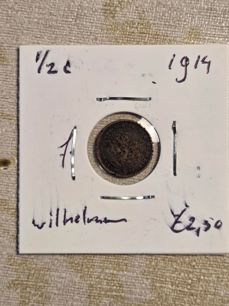 Nederland 1/2 cent 1914 Koningin Wilhelmina, Postzegels en Munten, Munten | Nederland, Ophalen of Verzenden, Koningin Wilhelmina