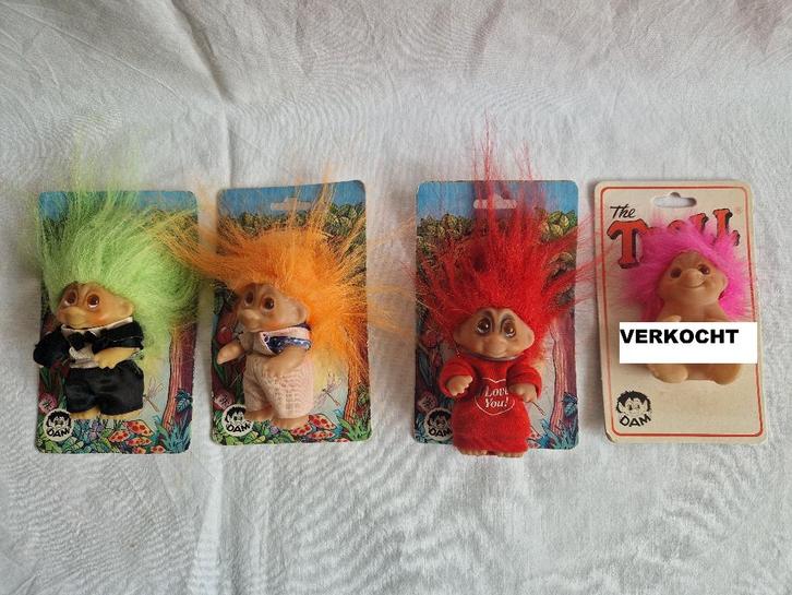 3 vintage Dam - Trollen in originele verpakking., Verzamelen, Poppetjes en Figuurtjes, Zo goed als nieuw, Ophalen of Verzenden