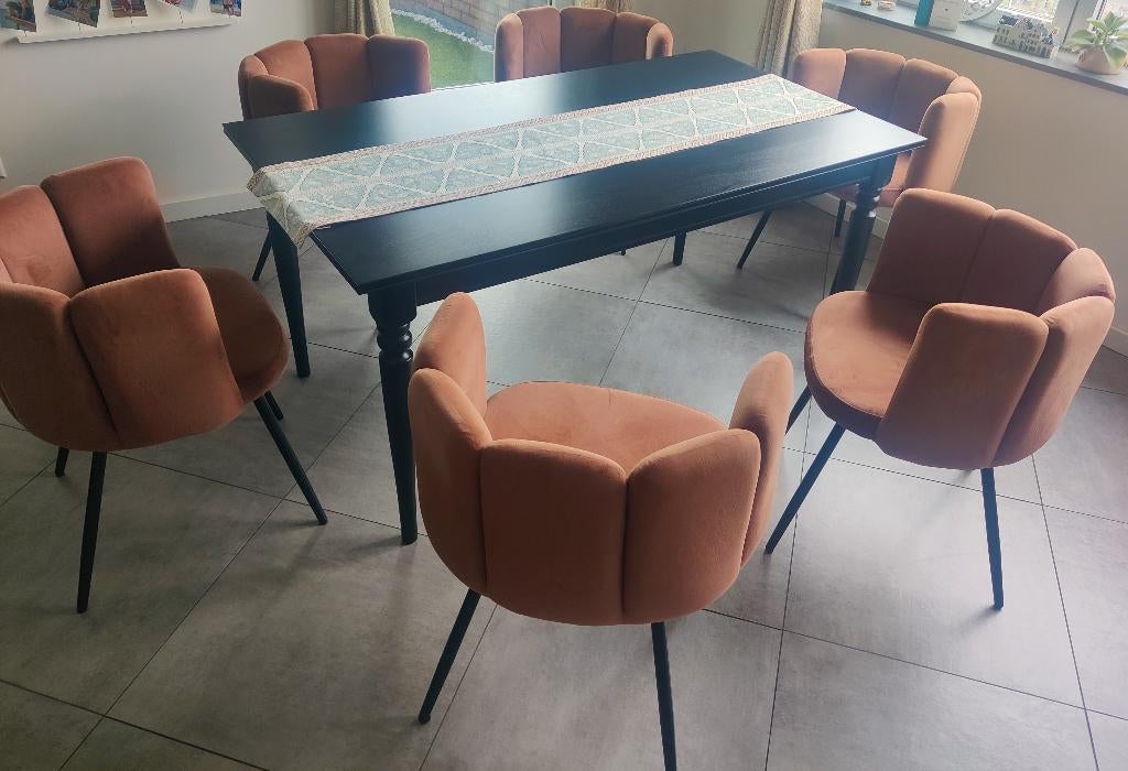 Extendable Dining Table – Matt Black, Huis en Inrichting, Ophalen, 200 cm of meer, 50 tot 100 cm, Zo goed als nieuw