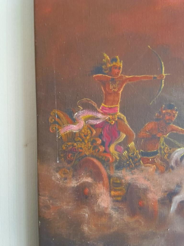 India Schilderij Krishna Arjuna strijdwagen paarden hindoe, Ophalen