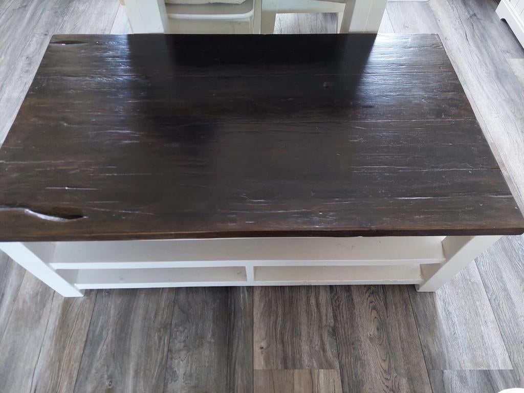 Salontafel landelijk massief hout, Huis en Inrichting, Tafels | Salontafels, Ophalen, 100 tot 150 cm, 50 tot 100 cm, Minder dan 50 cm