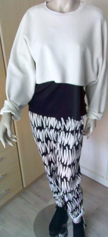 NORAH NIEUWE zwart/lichtbeige hippe zigzag stretchbroek 40, Maat 38/40 (M), Overige kleuren, Verzenden, Nieuw