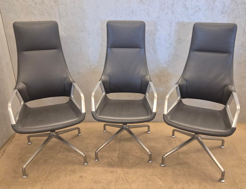 Wilkhahn design bureaustoelen 302/5, leer, high-end, Ophalen, Gebruikt, Zwart, Wilkhahn