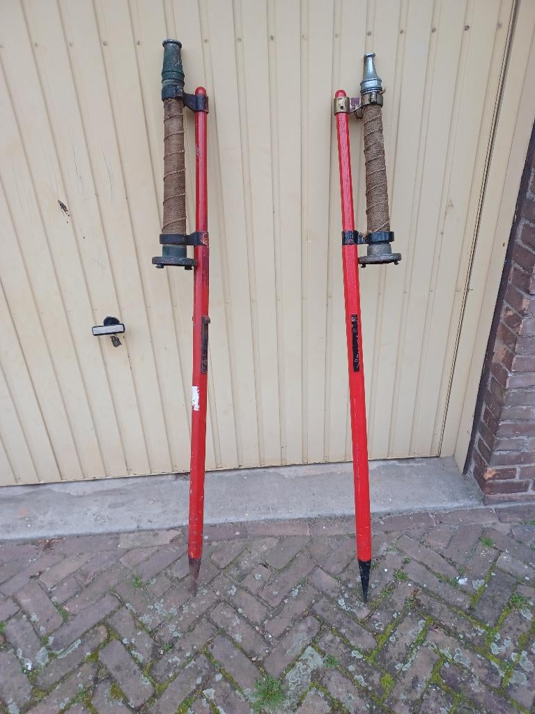 2 x oude brandspuit met stok brons koper, Antiek en Kunst, Antiek | Koper en Brons, Ophalen, Brons