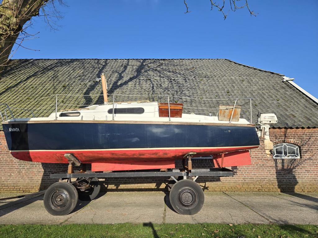 Mooie boot met 6pk 4takt buitenboordmotor incl living, Ophalen, Gebruikt, Minder dan 10 pk, 6 tot 9 meter
