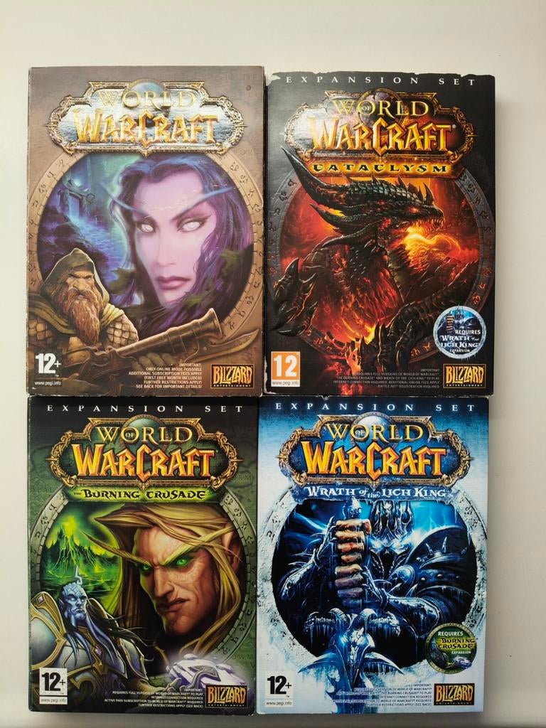 World of Warcraft PC Games + Uitbreidingssets, Spelcomputers en Games, Games | Pc, Gebruikt, Role Playing Game (Rpg), 3 spelers of meer