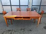 Antieke eettafel met 4 stoelen en lades, Antiek, Gebruikt, 150 tot 200 cm, Vier personen