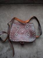 Vintage Leren Schoudertasje met Studs - Bruin, Ophalen of Verzenden, Gebruikt, Bruin, Schoudertasje