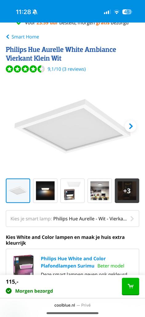 Philips HUE lamp vierkant 2x, Ophalen, Led-lamp, Minder dan 30 watt, E27 (groot)