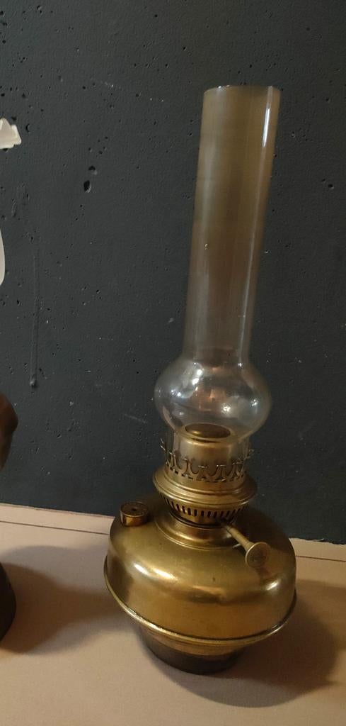 Antieke koperen olie lamp L&B, Antiek en Kunst, Antiek | Lampen, Ophalen