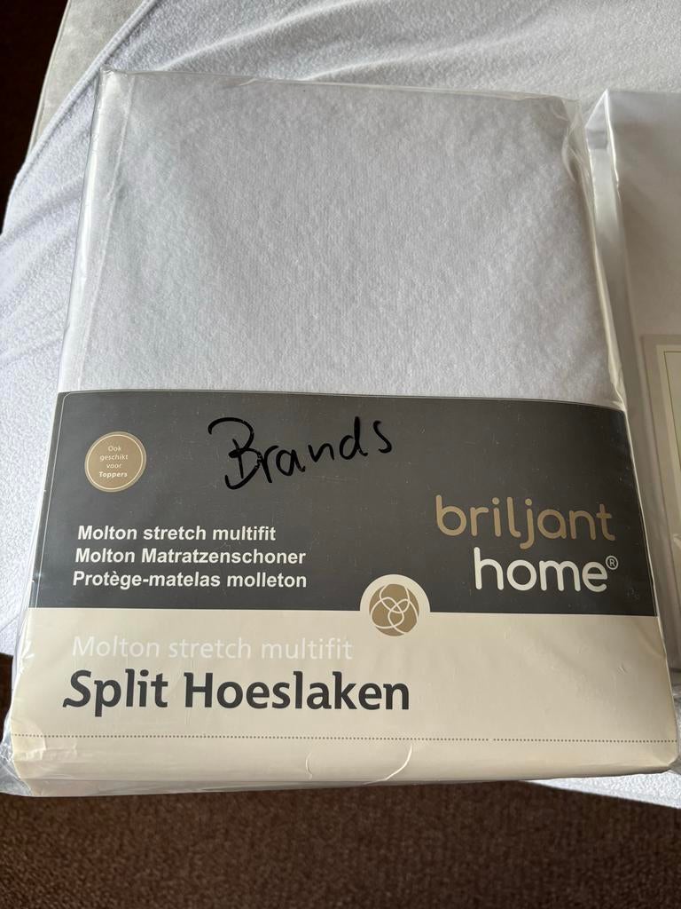 Nieuwe hoeslakens en molton met split, Ophalen, Wit, Hoeslaken of Sloop, Nieuw
