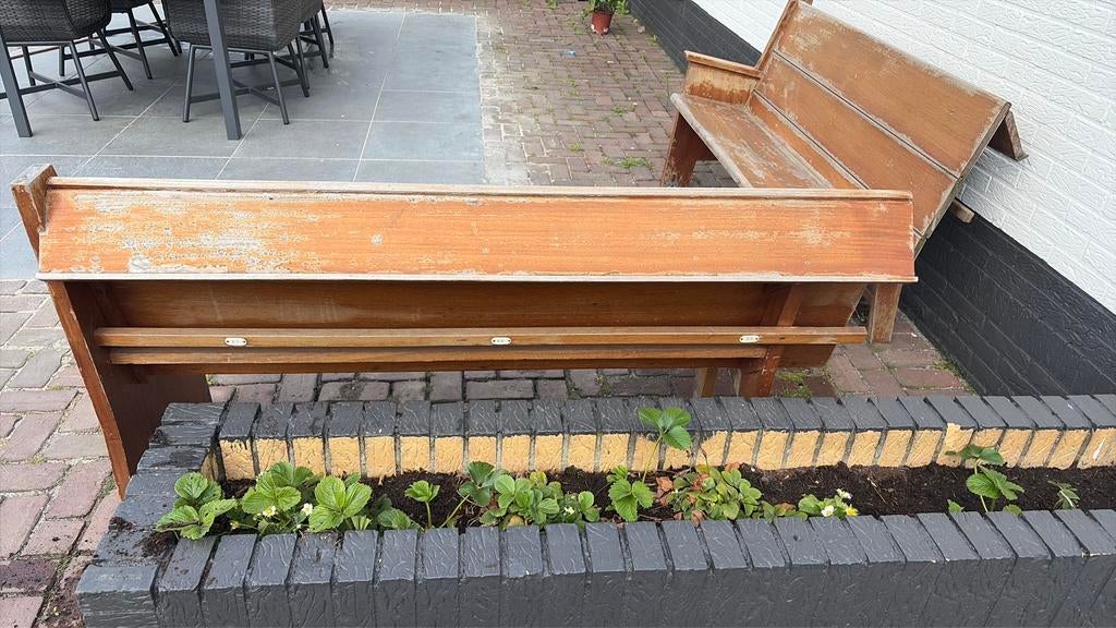 Massief eiken (kerk) bankjes, Ophalen, Gebruikt, Hout