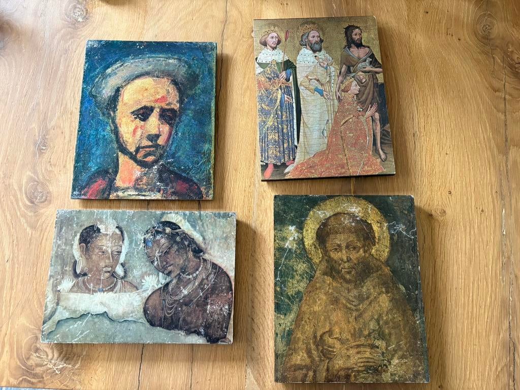 4 iconen., Huis en Inrichting, Ophalen of Verzenden, Zo goed als nieuw, Glas of Kopje