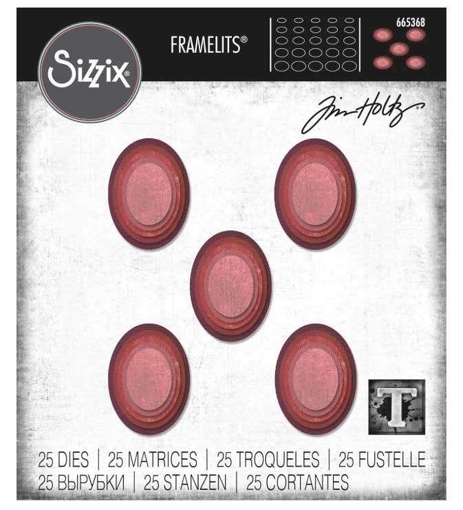 Sizzix Tim Holtz Thinlits Stacked Tiles Ovals #665368, Hobby en Vrije tijd, Scrapbooking, Nieuw, Frame of Mal, Verzenden