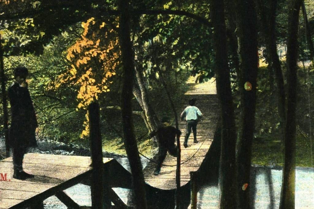 914343 Arnhem Gld Roozendaal kettingbrug .Zegel verwijderd, Ophalen of Verzenden, 1920 tot 1940, Gelopen, Gelderland