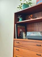 Vintage wandmeubel teak hout metaal lades jaren 50/60/70, Huis en Inrichting, Kasten | Wandmeubels, Ophalen, Met plank(en), Gebruikt