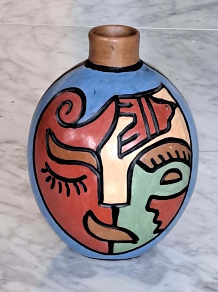 kubisme vaas Chulucana keramiek gesig., Ophalen of Verzenden
