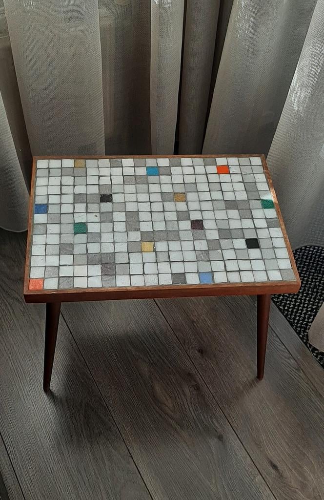 Vintage mozaïek plantentafeltje jaren 60, Ophalen, Minder dan 55 cm, Gebruikt, Rechthoekig