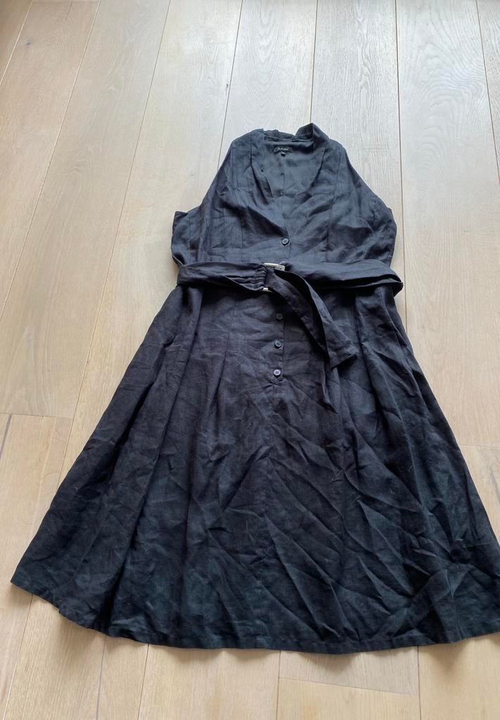 Linnen claudia strater jurk 44 nieuwstaat, Zwart, Maat 42/44 (L), Ophalen of Verzenden, Zo goed als nieuw