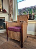 Rieten stoel met los zitkussen, Ophalen, Gebruikt, Bruin, Landelijk