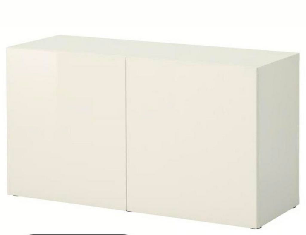 BESTÅ Kast met deuren, wit/Selsviken hoogglans/wit, Huis en Inrichting, Kasten | Overige, Ophalen