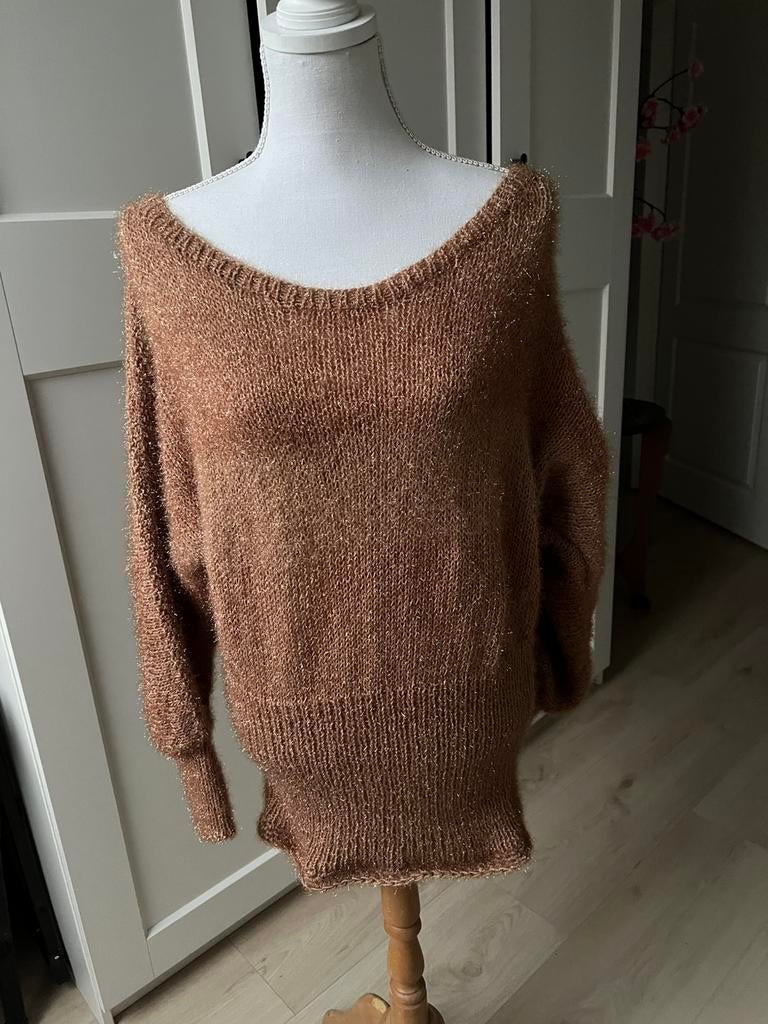 Lange bruine sprieten trui, Ophalen of Verzenden, Zo goed als nieuw, Bruin