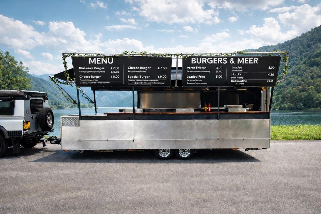 Foodtruck/ foodtrailer met ingebouwde koelingen en barbecues, Ophalen, Snacks