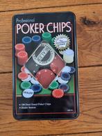 Poker fiches in een blik, Ophalen of Verzenden, Gebruikt