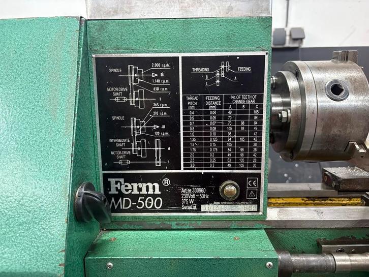 Ferm Draaibank MD500 - Compacte Metaaldraaibank, Doe-het-zelf en Verbouw, Draaibanken, Gebruikt, Metaaldraaibank, Minder dan 500 mm