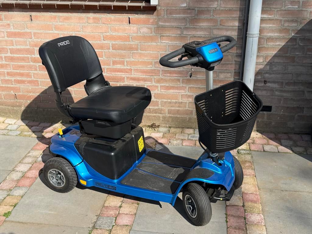 Opvouwbare blauwe scootmobiel Pride revo 2.0, Ophalen, 10 km/u of minder, Pride, 26 t/m 35 km