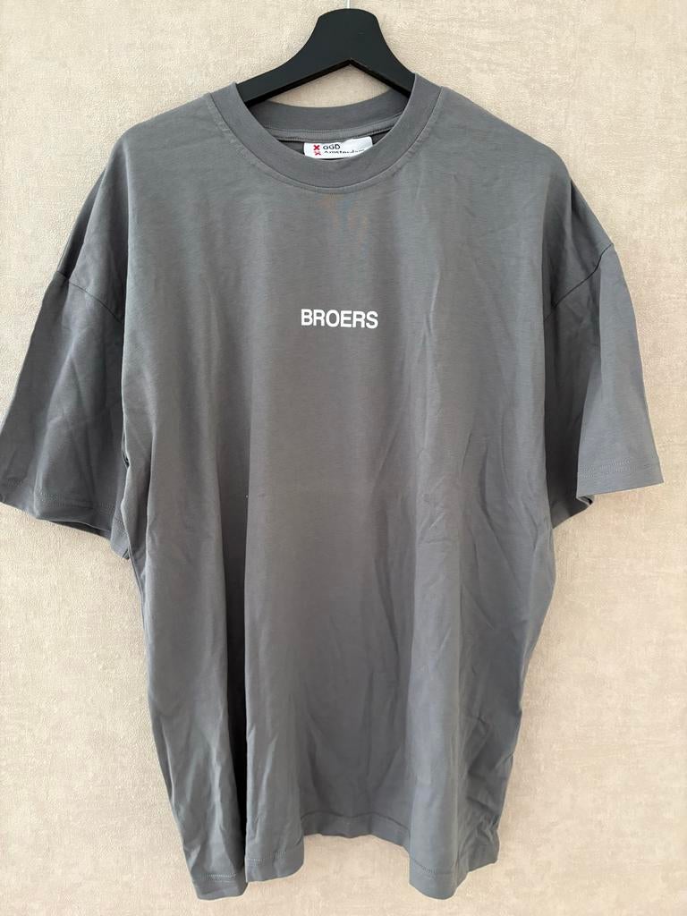 Broers t-shirt grijs met print, Verzenden, Nieuw, Overige maten, Grijs