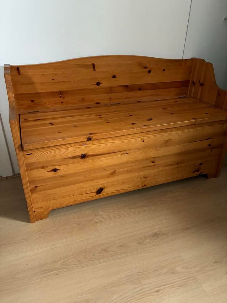 Grenen dekenkist / bankje met opbergruimte - 120 cm, Ophalen, Gebruikt, Minder dan 75 cm, Tweepersoons