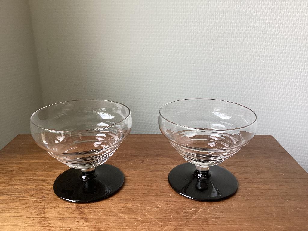 Leerdam vintage ijscoupes glazen glas Rozendaal, Antiek en Kunst, Ophalen of Verzenden