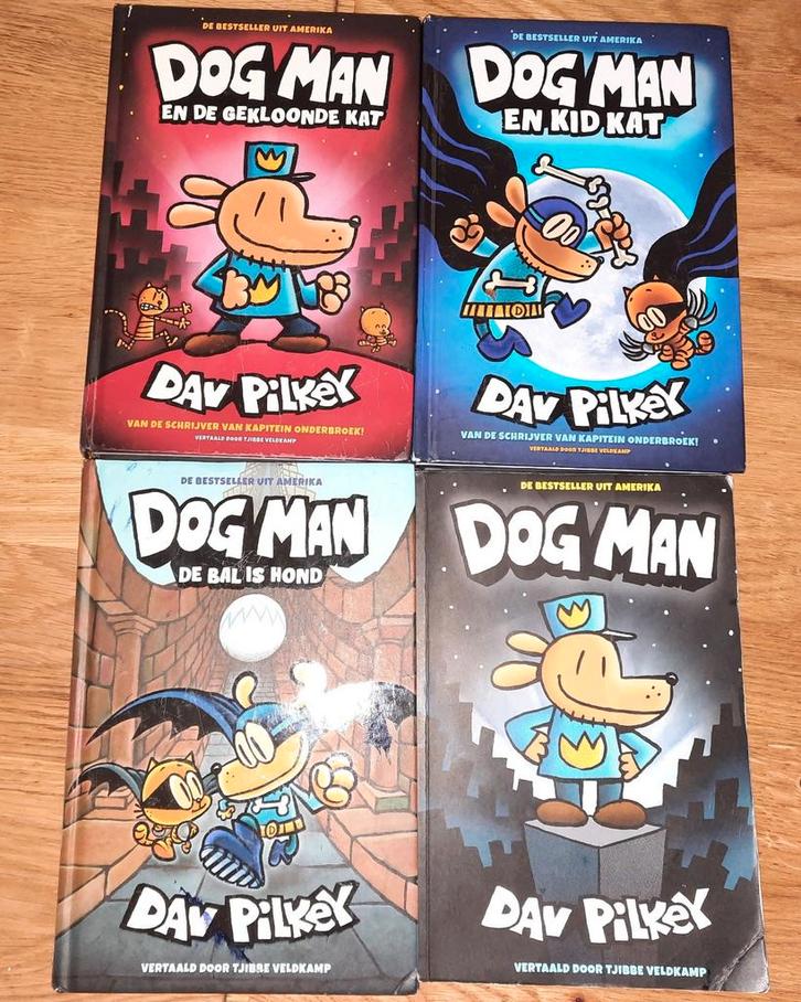 Dog Man boeken van Dav Pilkey - 4 delen, Boeken, Kinderboeken | Jeugd | onder 10 jaar, Gelezen, Fictie algemeen, Ophalen of Verzenden